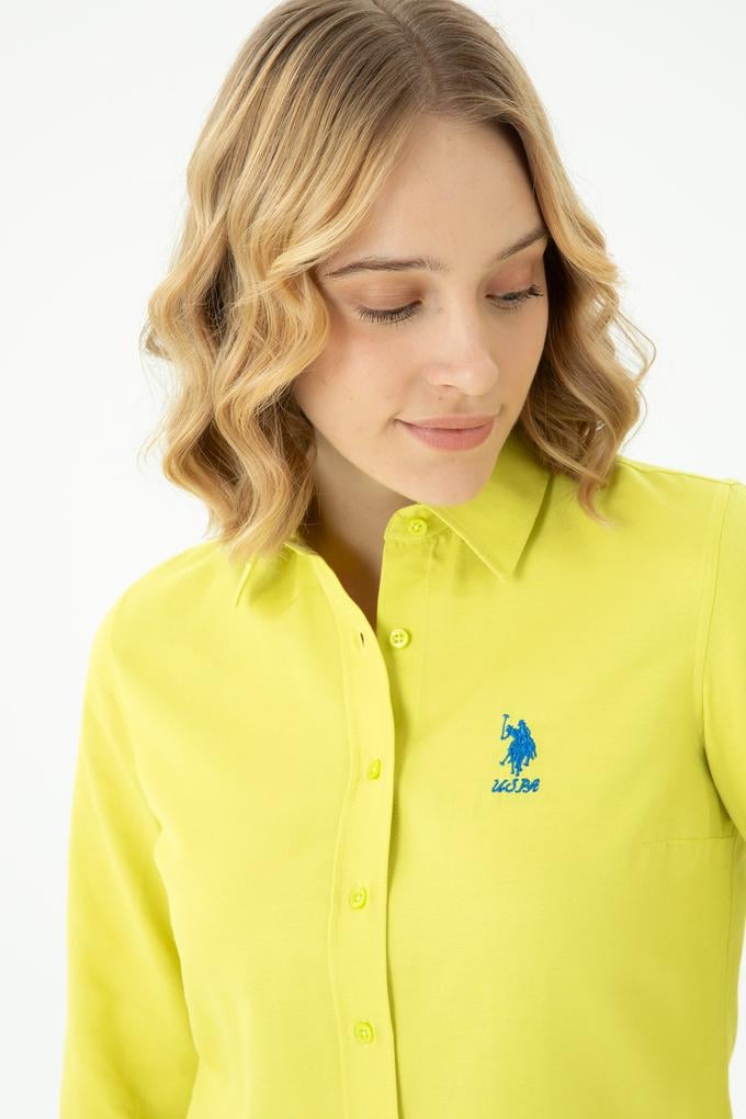 Kadın Neon Sarı Uzun Kollu Basic Gömlek