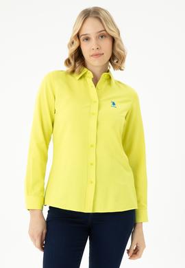 Kadın Neon Sarı Uzun Kollu Basic Gömlek - 50262887149