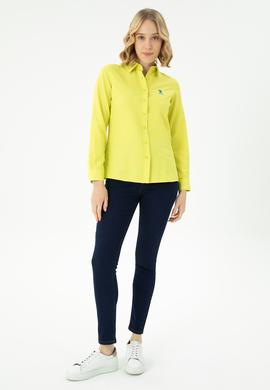 Kadın Neon Sarı Uzun Kollu Basic Gömlek - 50262887149