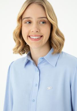 Kadın Mavi Uzun Kollu Gömlek - 50264173011