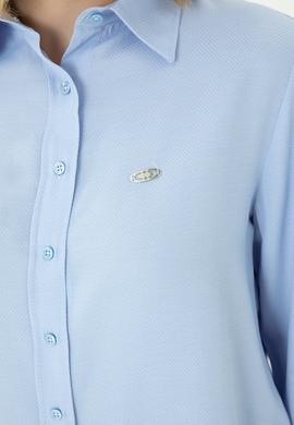 Kadın Mavi Uzun Kollu Gömlek - 50264173011