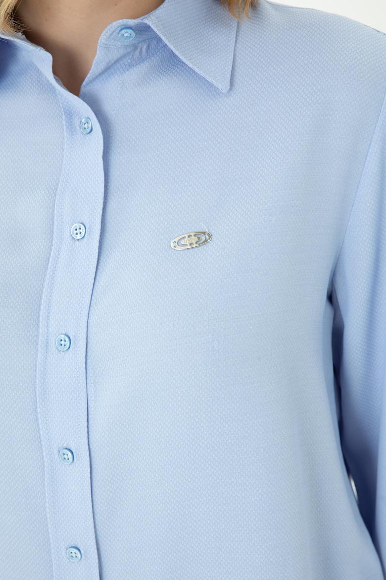 Kadın Mavi Uzun Kollu Gömlek - 50264173011