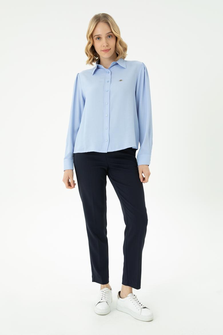 Kadın Mavi Uzun Kollu Gömlek - 50264173011