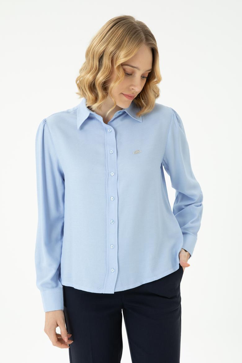 Kadın Mavi Uzun Kollu Gömlek - 50264173011