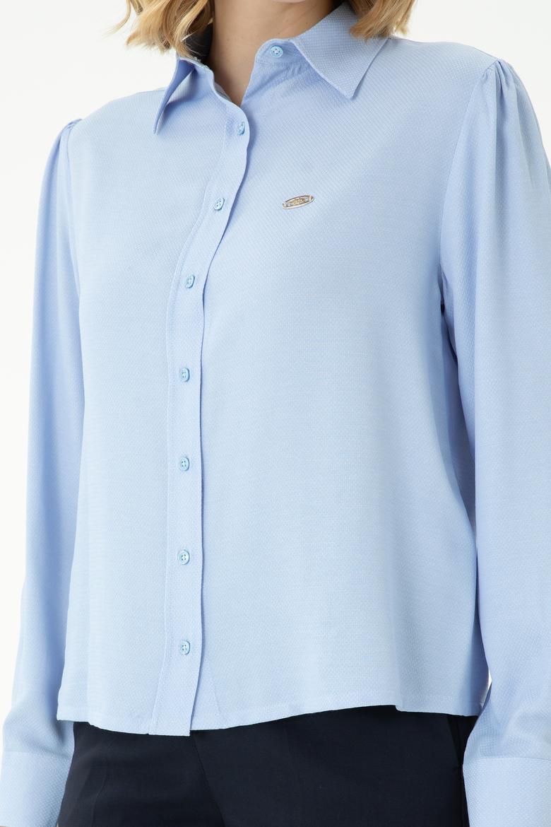 Kadın Mavi Uzun Kollu Gömlek - 50264173011