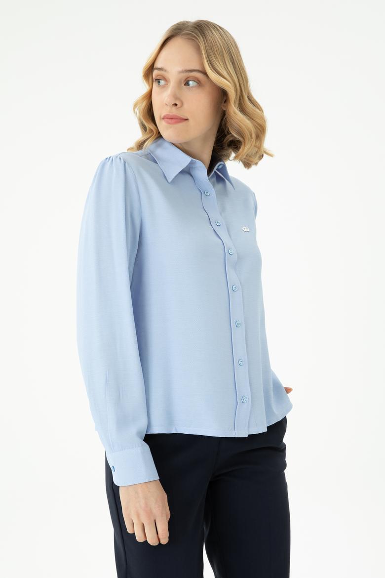Kadın Mavi Uzun Kollu Gömlek - 50264173011