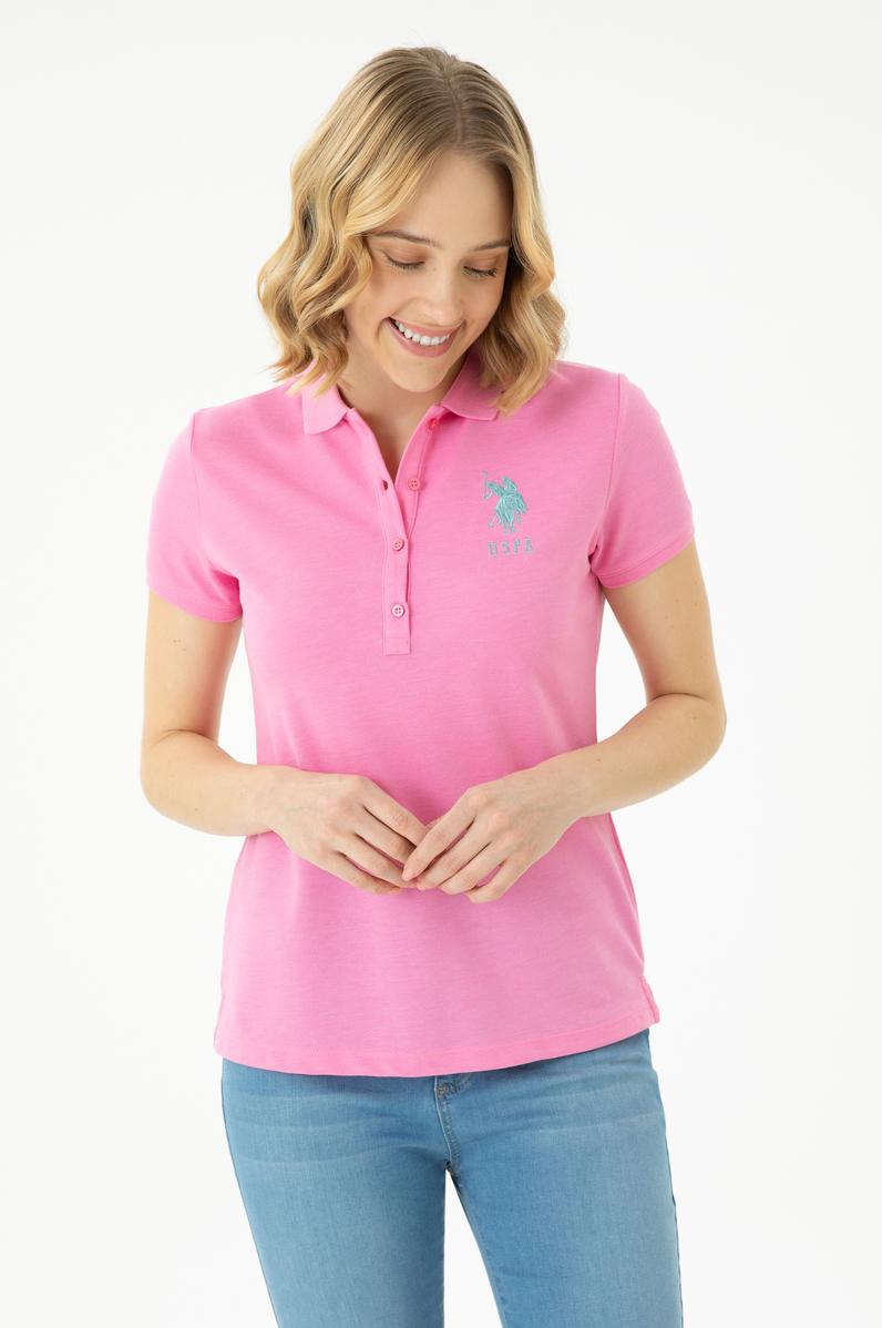Kadın Pembe Basic Polo Yaka Tişört