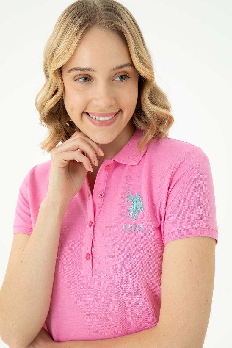 Kadın Pembe Basic Polo Yaka Tişört - 50262695045