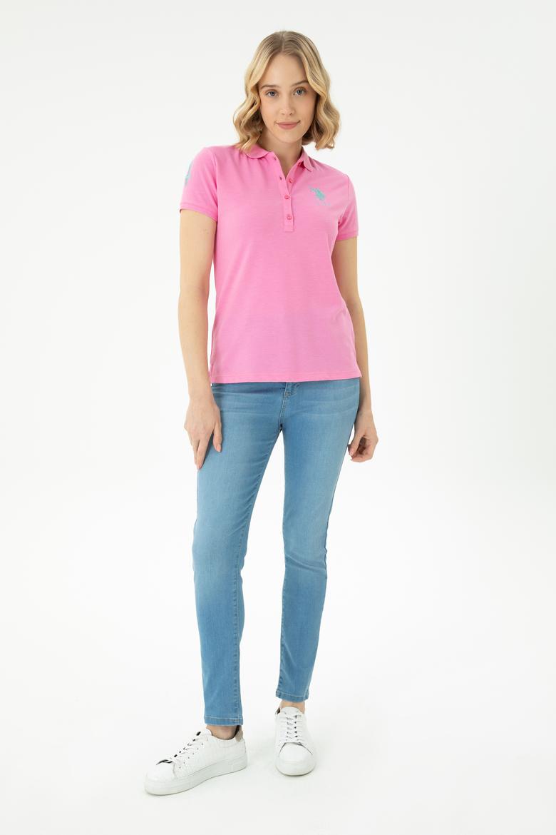 Kadın Pembe Basic Polo Yaka Tişört - 50262695045