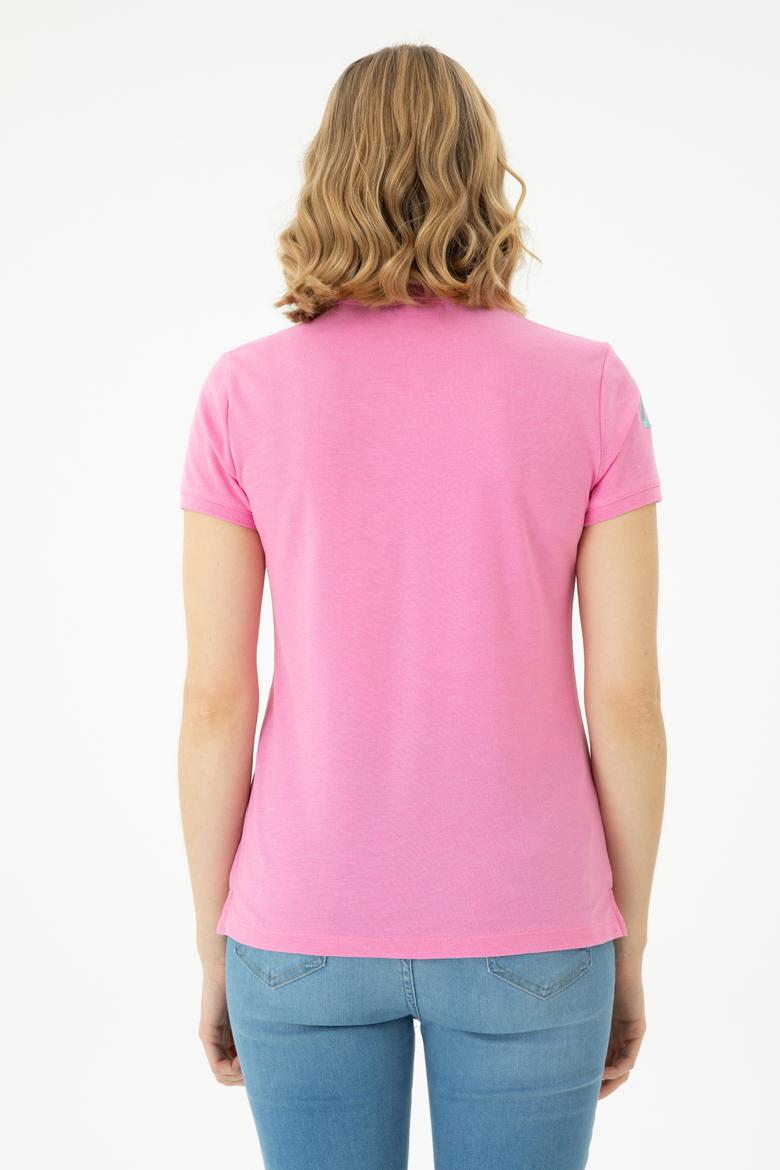 Kadın Pembe Basic Polo Yaka Tişört - 50262695045