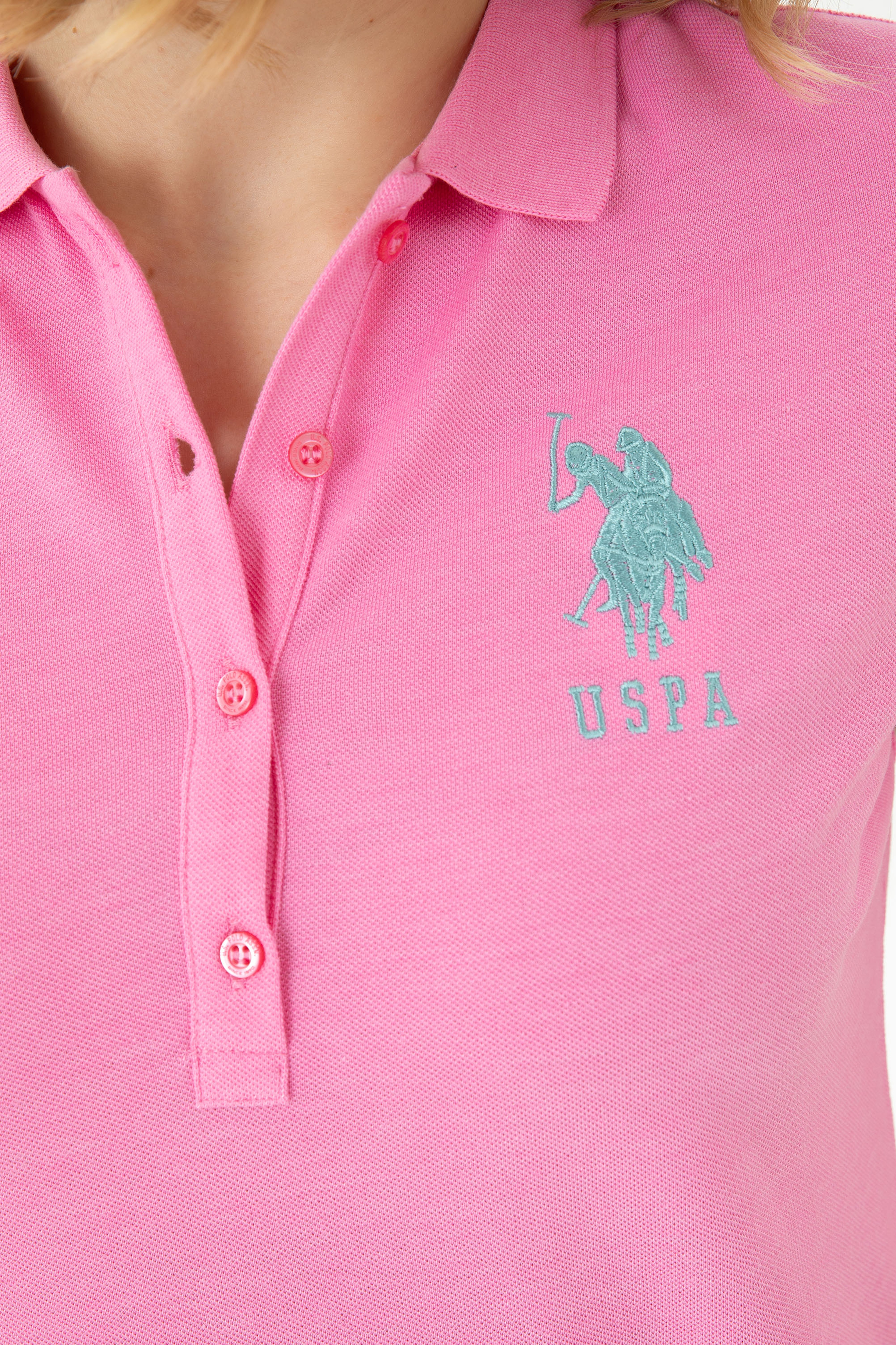 Kadın Pembe Basic Polo Yaka Tişört - Image 7