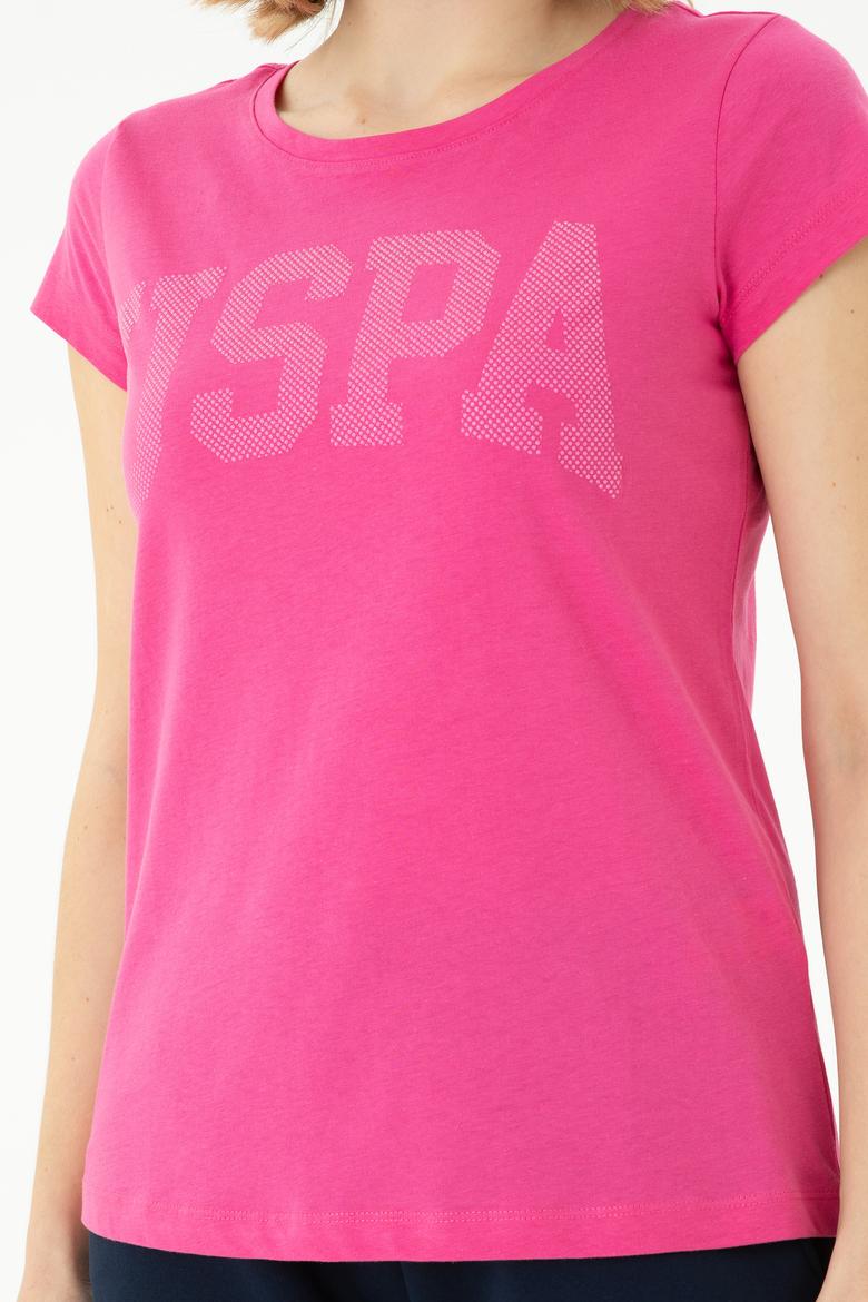 Kadın Fuşya Basic Bisiklet Yaka Tişört - 50262670130