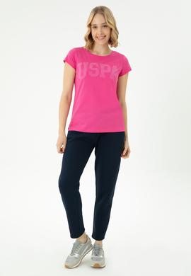 Kadın Fuşya Basic Bisiklet Yaka Tişört - 50262670130