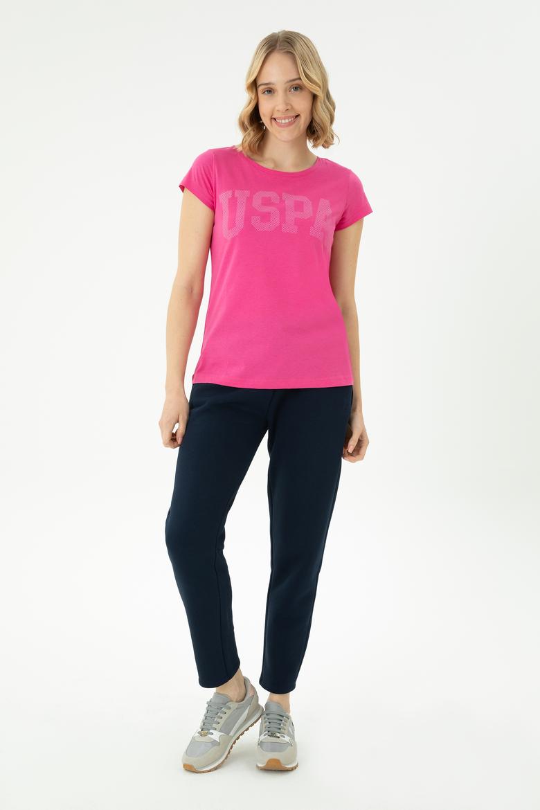 Kadın Fuşya Basic Bisiklet Yaka Tişört - 50262670130