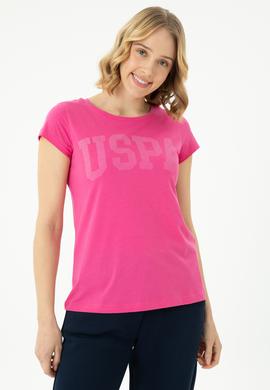Kadın Fuşya Basic Bisiklet Yaka Tişört - 50262670130