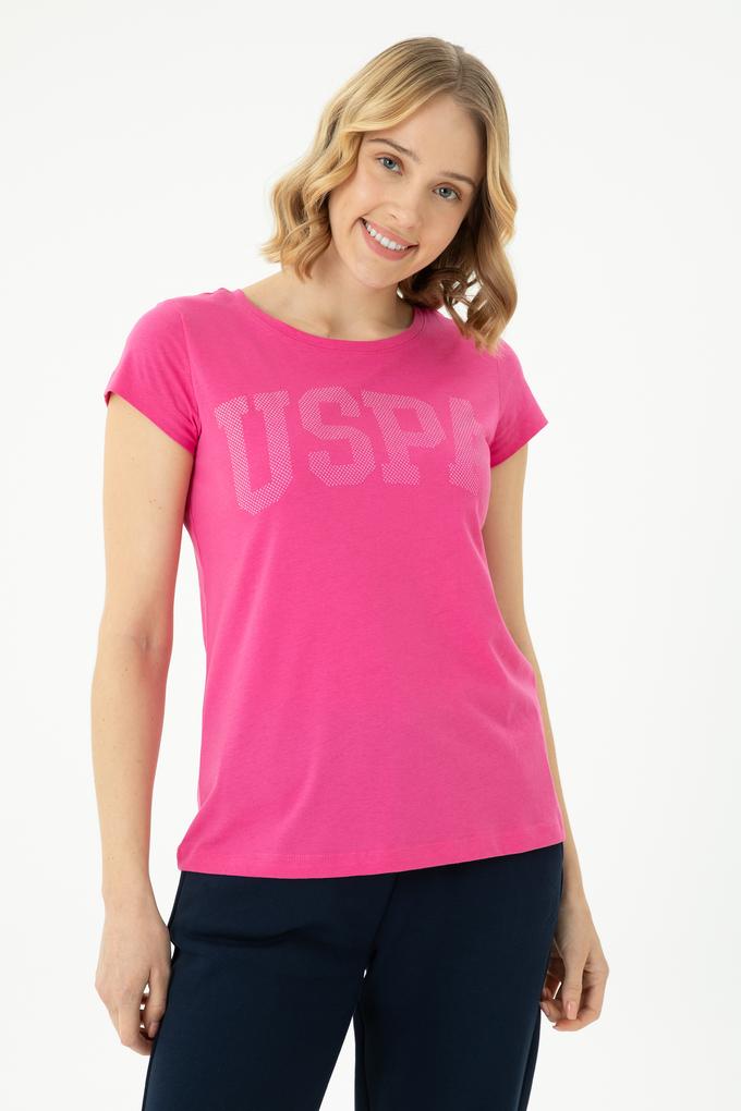 Kadın Fuşya Basic Bisiklet Yaka Tişört