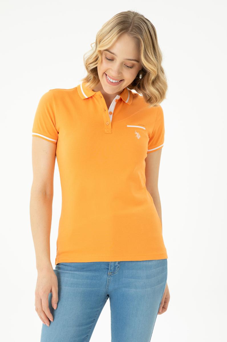 Kadın Turuncu Polo Yaka Tişört