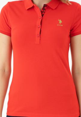 Kadın Kırmızı Basic Polo Yaka Tişört - 50262694161