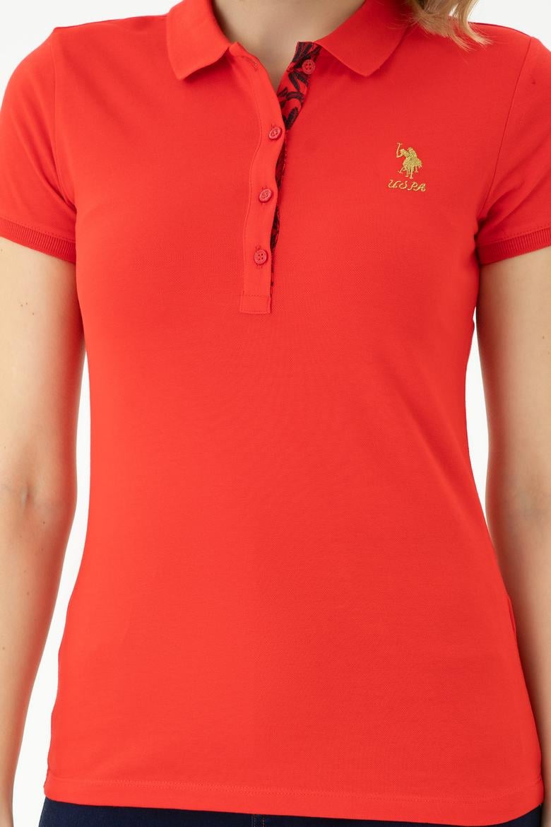 Kadın Kırmızı Basic Polo Yaka Tişört - 50262694161