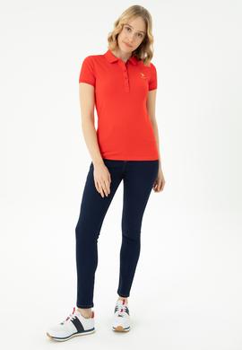 Kadın Kırmızı Basic Polo Yaka Tişört - 50262694161