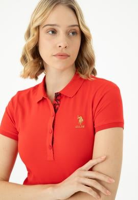 Kadın Kırmızı Basic Polo Yaka Tişört - 50262694161