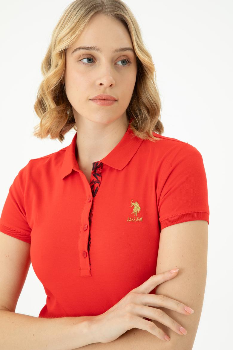 Kadın Kırmızı Basic Polo Yaka Tişört - 50262694161