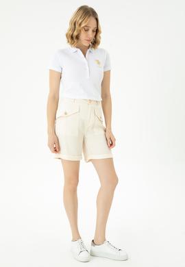 Kadın Beyaz Basic Polo Yaka Tişört - 50262700004