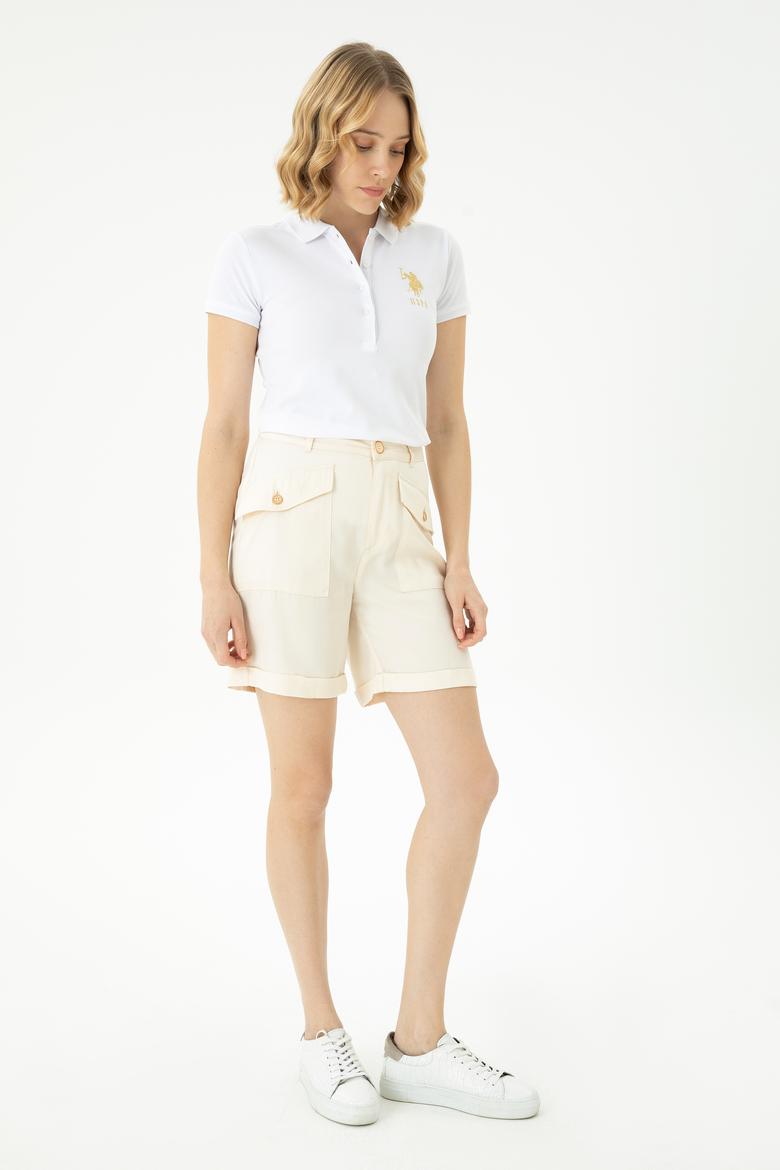 Kadın Beyaz Basic Polo Yaka Tişört - 50262700004