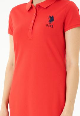 Kadın Kırmızı Polo Yaka Örme Elbise - 50262697164