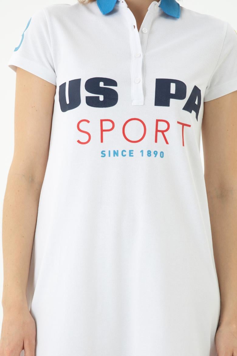 Kadın Beyaz Polo Yaka Mini Boy Örme Elbise - 50263970026