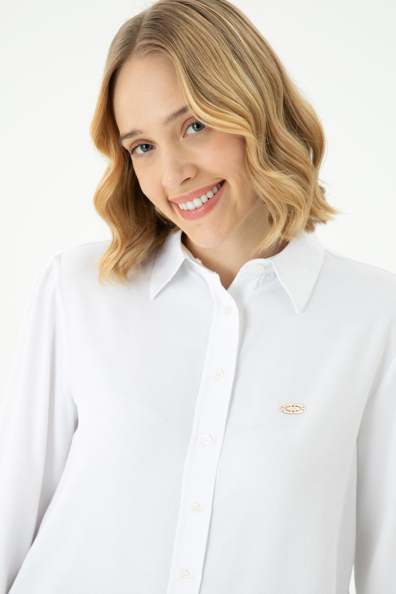 Kadın Beyaz Uzun Kollu Gömlek - 50264173002