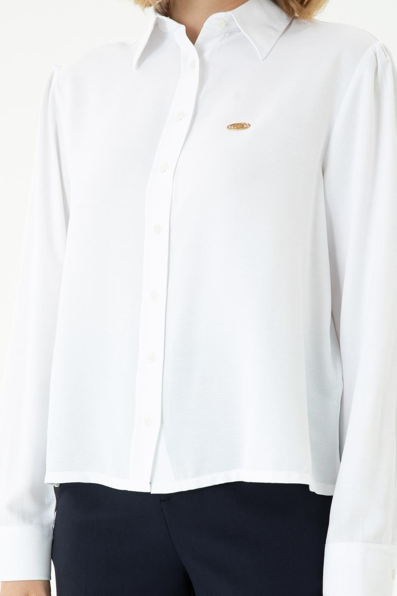 Kadın Beyaz Uzun Kollu Gömlek - 50264173002