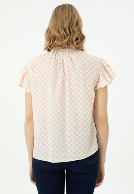Kadın Ekru Kısa Kollu Gömlek - 50264207019
