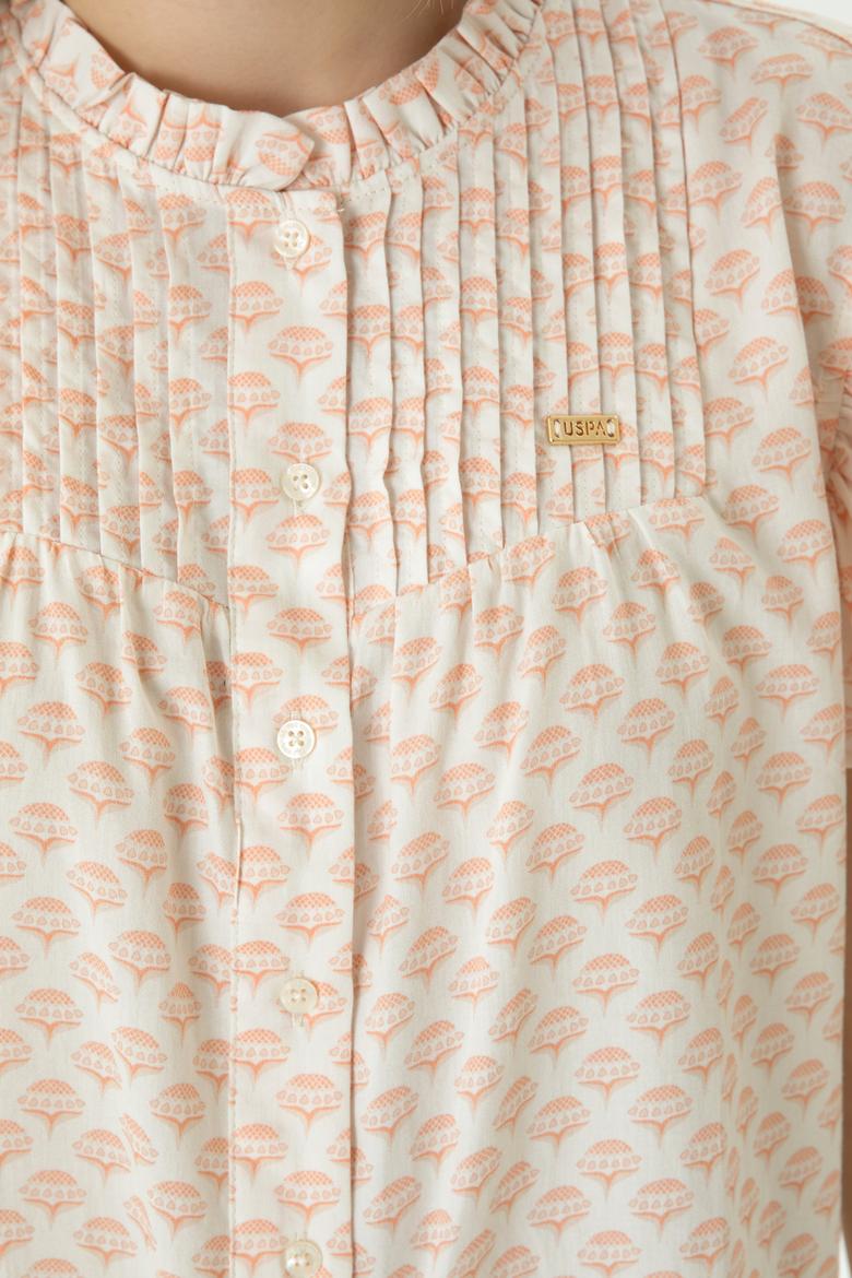 Kadın Ekru Kısa Kollu Gömlek - 50264207019