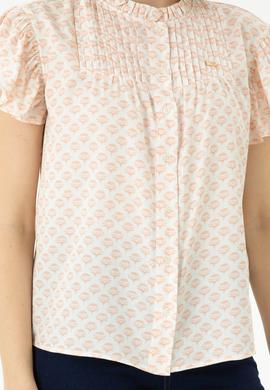 Kadın Ekru Kısa Kollu Gömlek - 50264207019