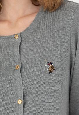 Kadın Gri Melanj Basic Triko Hırka - 50269008021