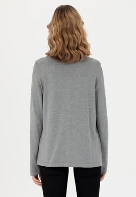 Kadın Gri Melanj Basic Triko Hırka - 50269008021
