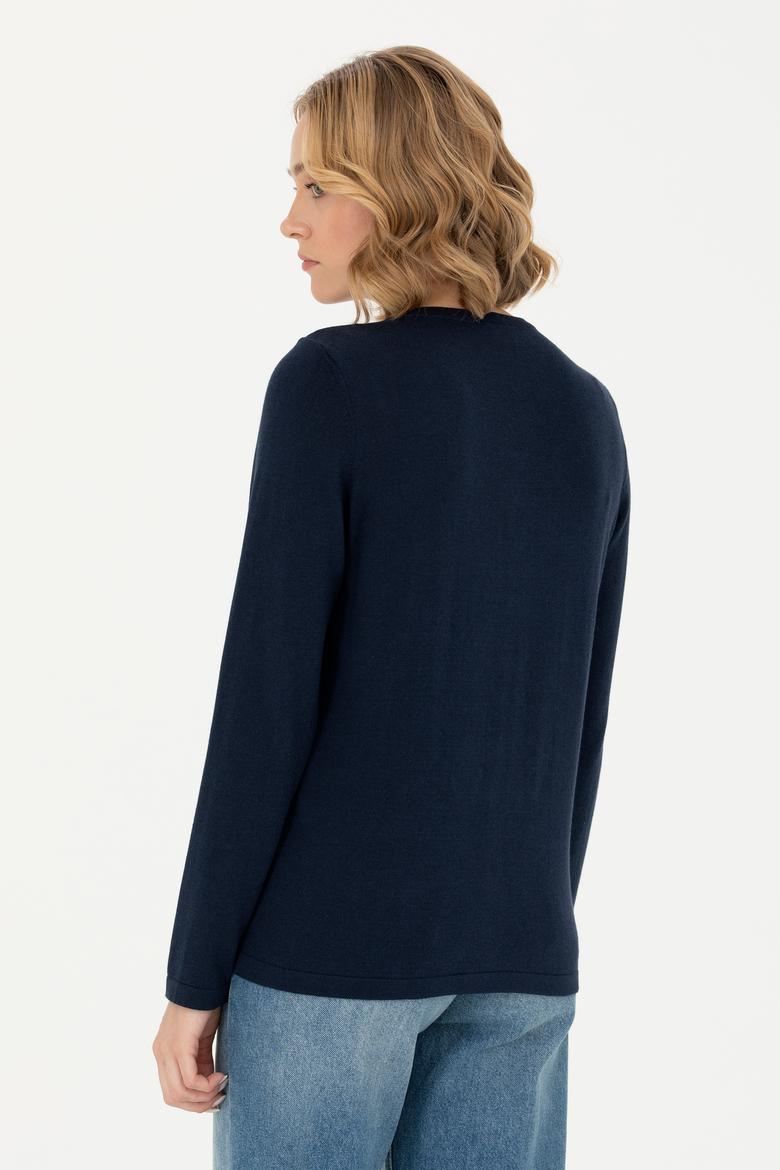 Kadın Lacivert Basic Triko Hırka - 50269008027