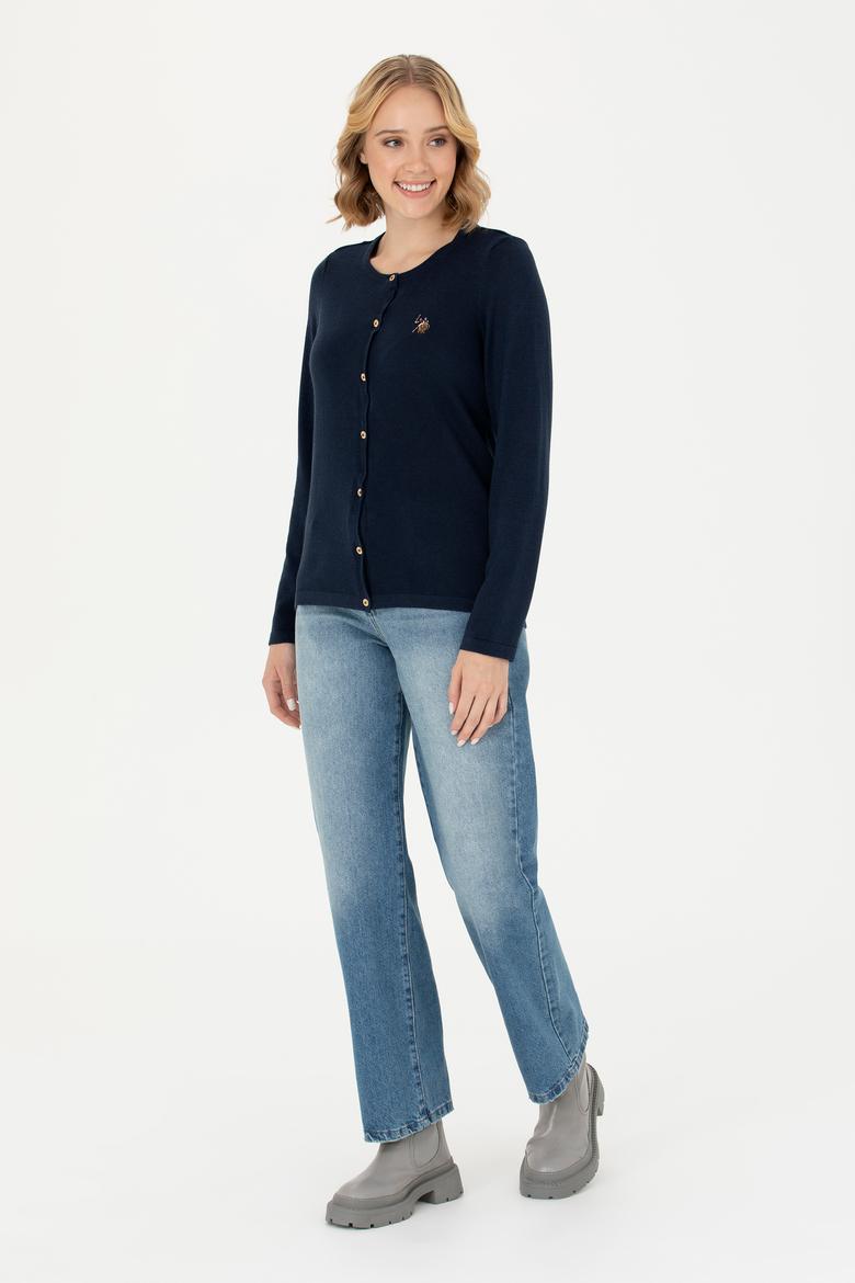 Kadın Lacivert Basic Triko Hırka - 50269008027