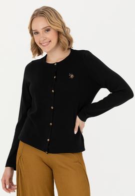 Kadın Siyah Basic Triko Hırka - 50269008034