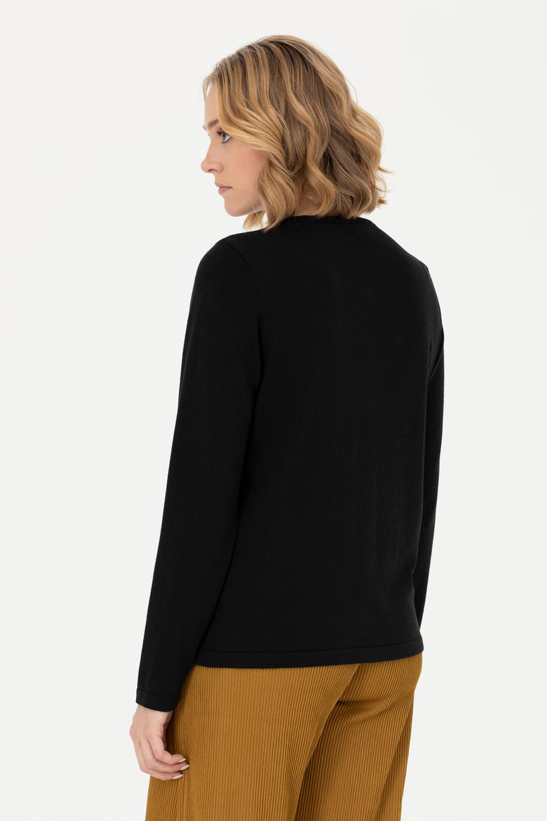 Kadın Siyah Basic Triko Hırka - 50269008034