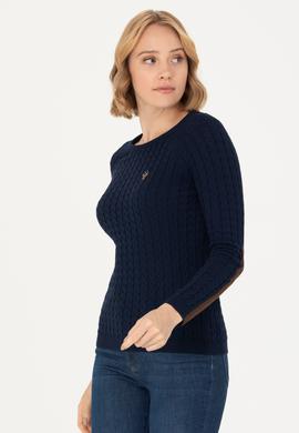 Kadın Lacivert Bisiklet Yaka Basic Kazak - 50269010003