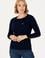 Kadın Lacivert Bisiklet Yaka Basic Kazak
