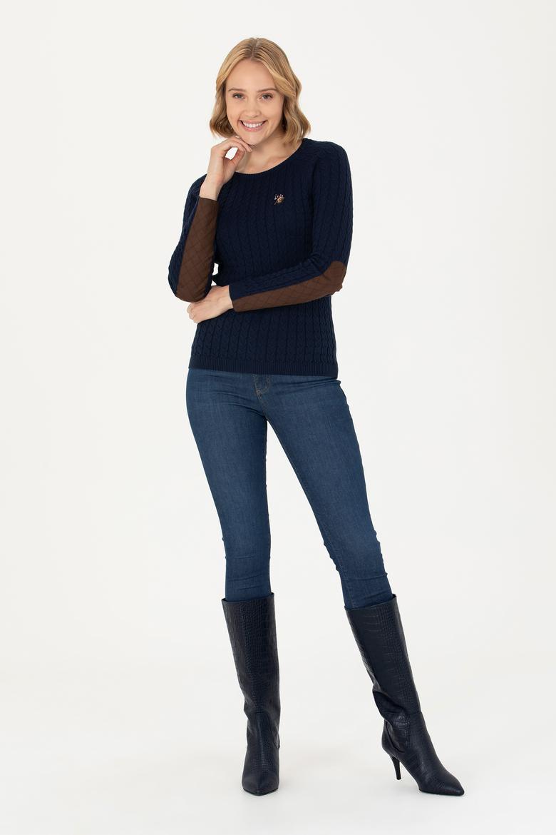 Kadın Lacivert Bisiklet Yaka Basic Kazak - 50269010003