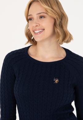 Kadın Lacivert Bisiklet Yaka Basic Kazak - 50269010003