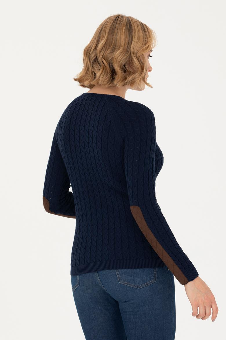 Kadın Lacivert Bisiklet Yaka Basic Kazak - 50269010003