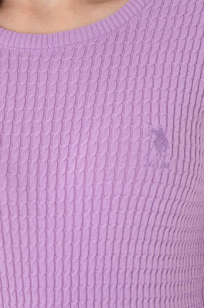 Kadın Lila Bisiklet Yaka Basic Kazak