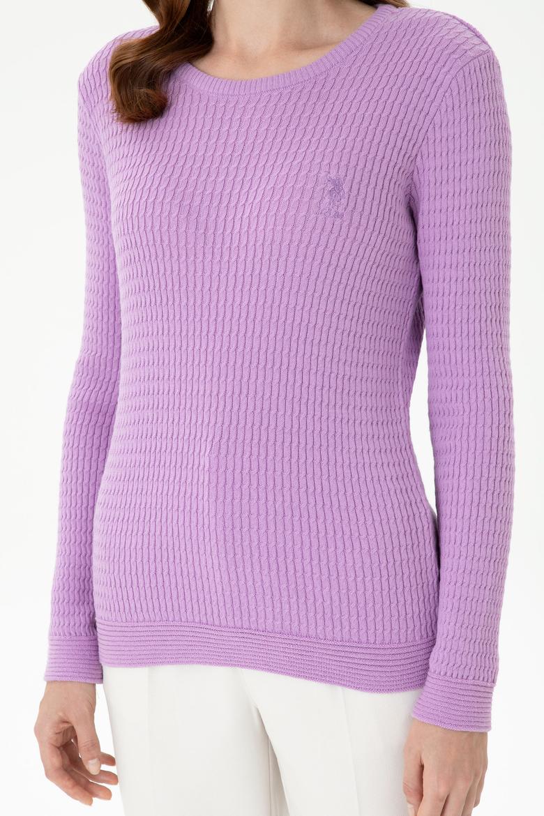 Kadın Lila Bisiklet Yaka Basic Kazak - 50269013042