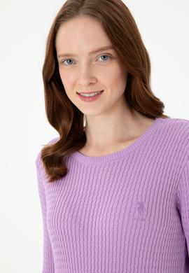 Kadın Lila Bisiklet Yaka Basic Kazak - 50269013042