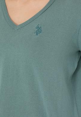 Kadın Mint V Yaka Basic Kazak - 50269016043